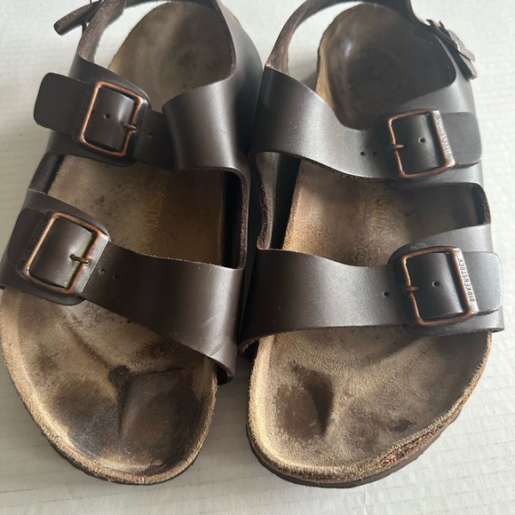 Birkenstock Milano Sandals Men Size 12 M US Brown Leather Buckle Hiking Casual - Picture 1 of 10